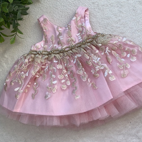 NWOT American Princess 6M Pink/Gold Rhinestone Dress Gorgeous💖Matching Bloomers - Picture 13 of 14